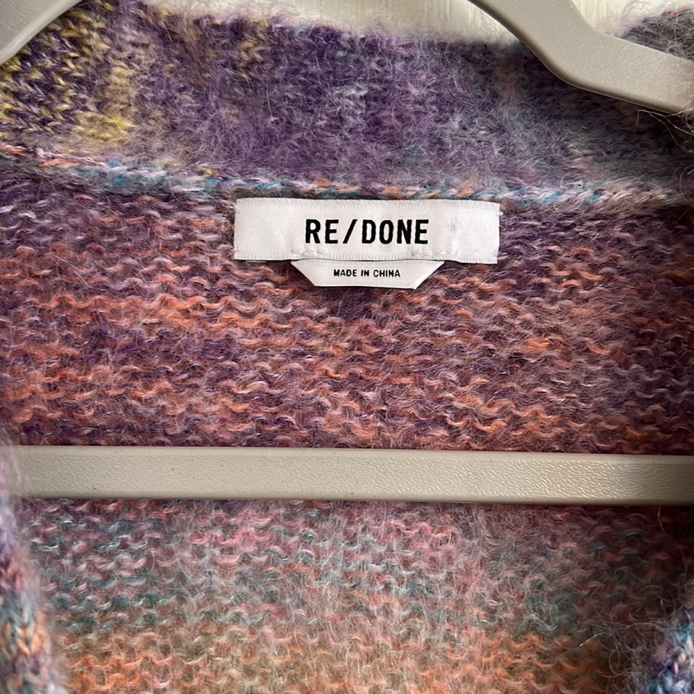 LAST 1!! 🚨🚨 Re/done 90s Crop Oversized Cardigan Purple Space Dye M - Picture 9 of 11